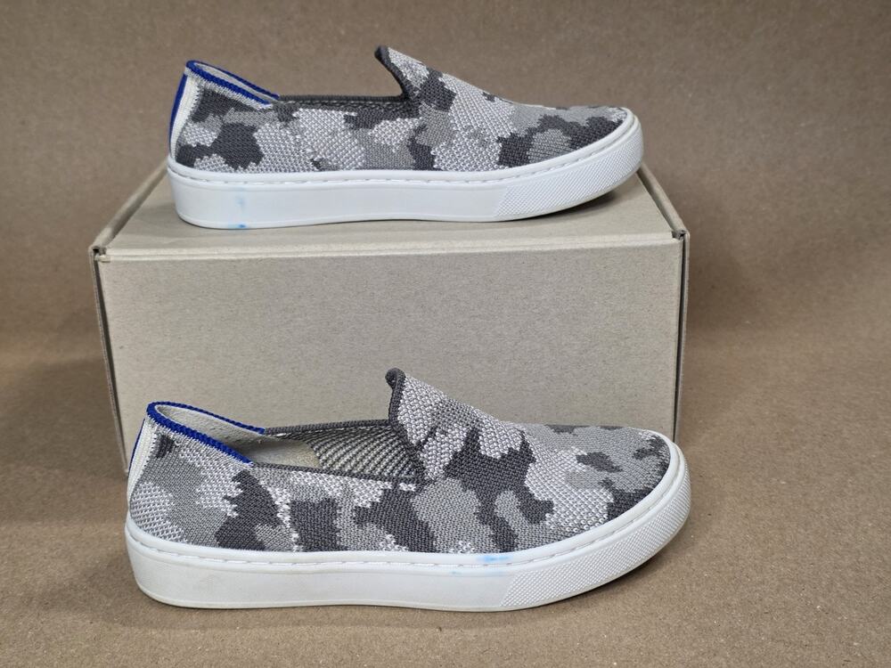 Rothy's The Original Slip On Sneaker Gray Camo Kids Loafers Boat K12 Washable